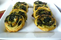 Spinach Mushroom and Cheese Puff Pastry Pinwheels